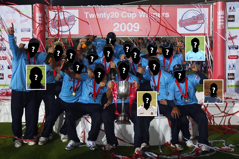The 2009 T20 squad with faces blanked out