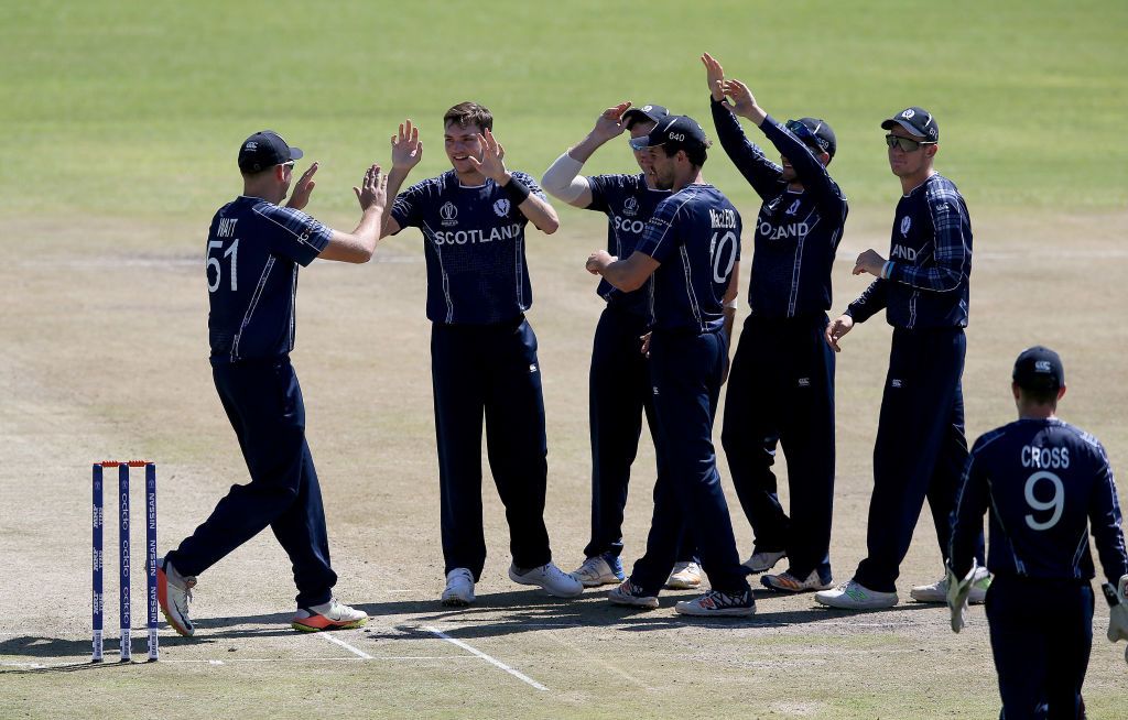 Whittingham celebrates wicket for Scotland vs Nepal